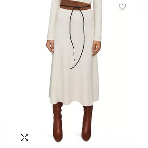 Maje Jessy Ribbed Knit Ecrue Mini Skirt | 2